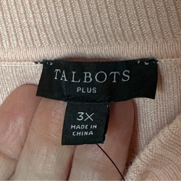 Talbots Peach Ribbed Mock Neck Blouse with Gold Buttons Size 3X NWT Neutral - Picture 3 of 12